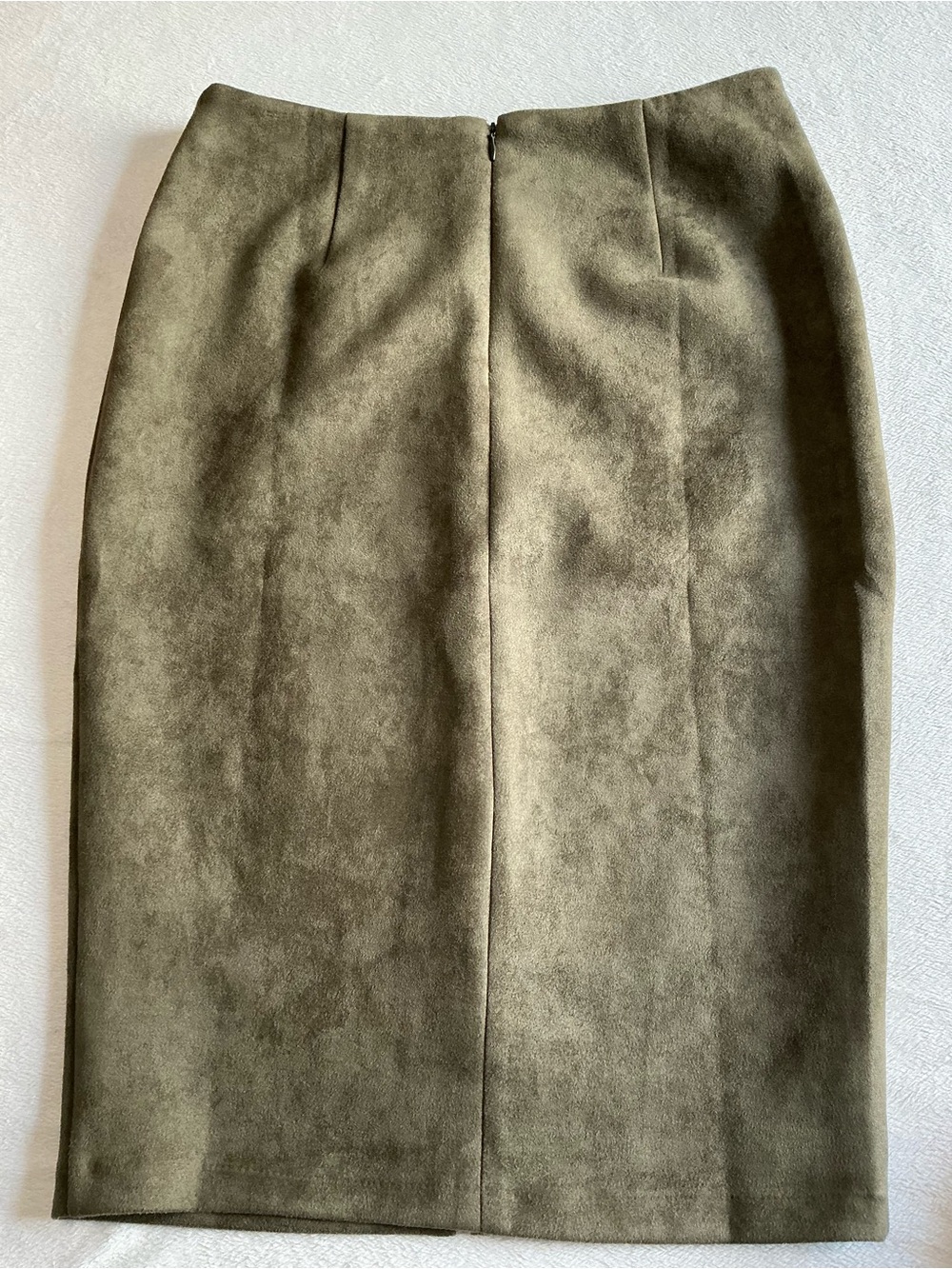 Lulus Olive Green Faux Suede Pencil Skirt with Front Slit Size M - Picture 3 of 11